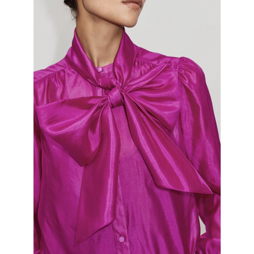 ME+EM Purple Pleated Silk Organza Necktie Blouse + Cami 100% Silk Organza 8 - Picture 2 of 4